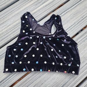 Black Velour bra top with sequins
